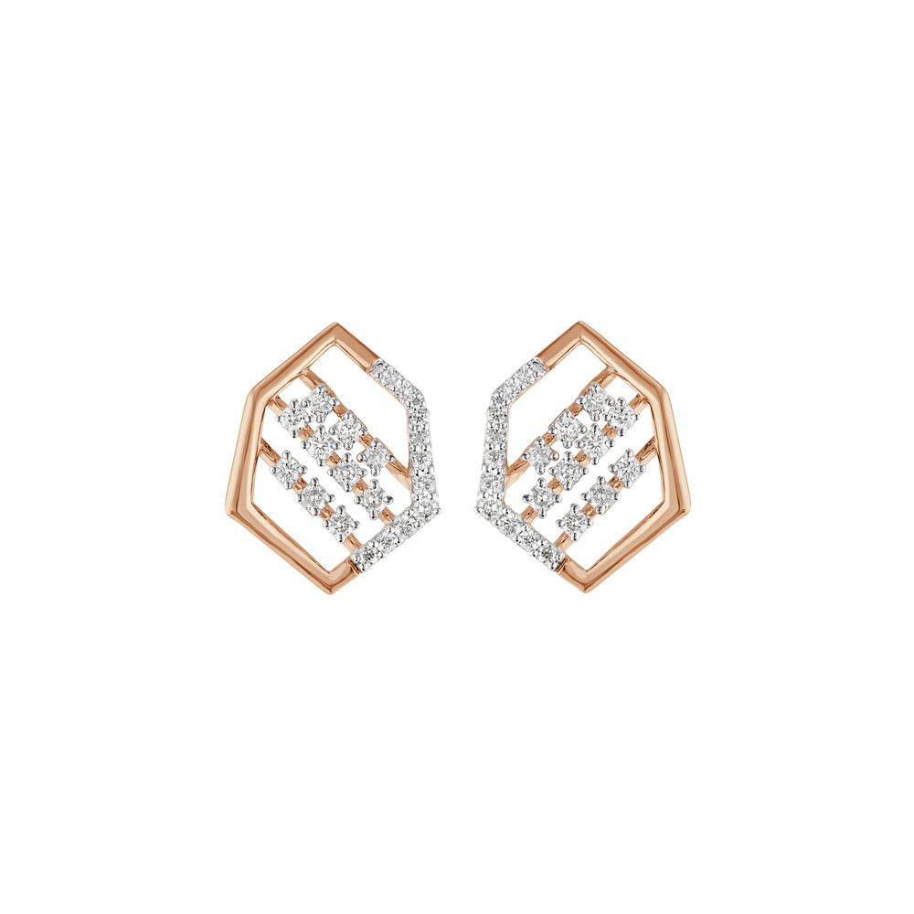 Glistening Yellow Gold Diamond Earrings-Earrings-OER23140-D900R0C