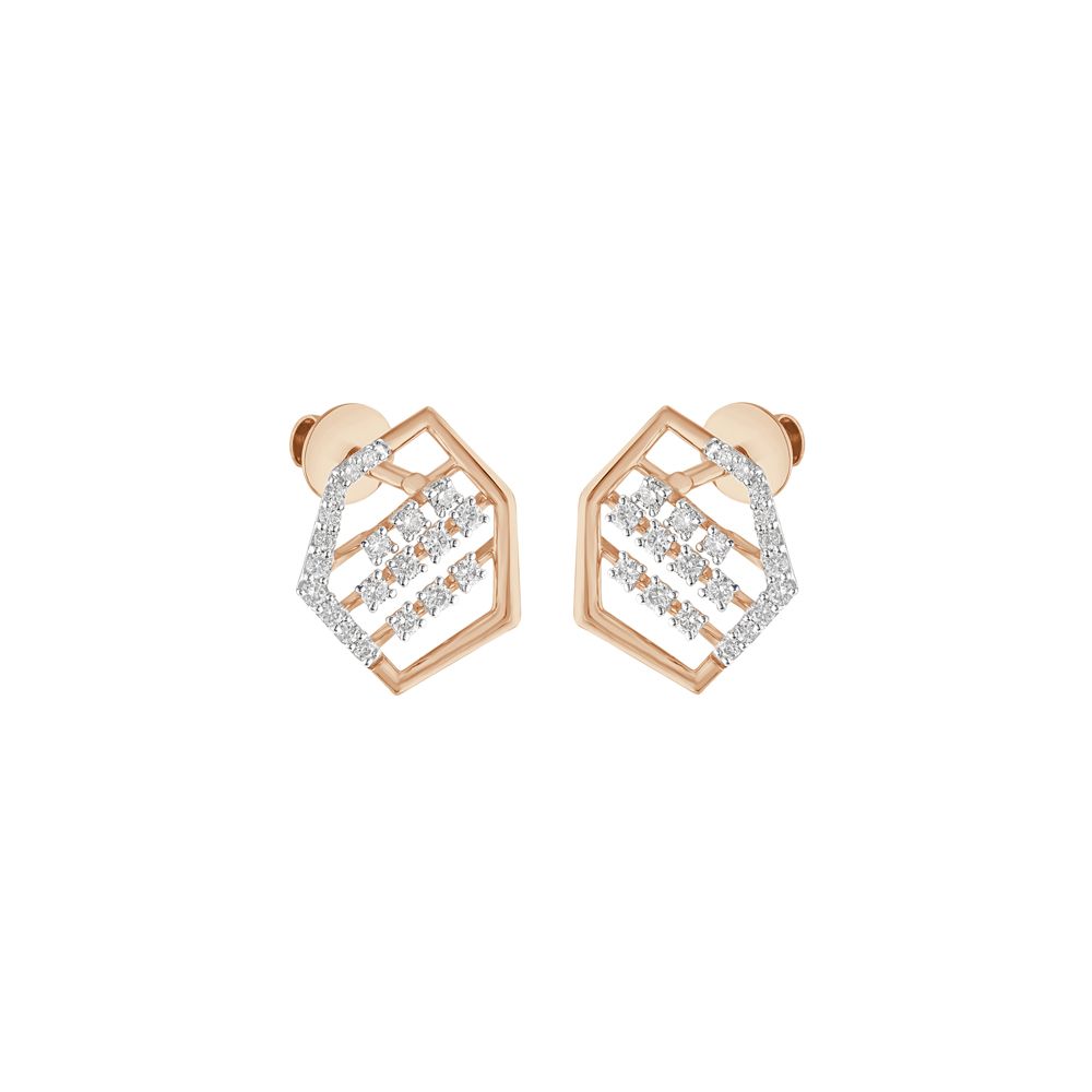 Glistening Yellow Gold Diamond Earrings-Earrings-OER23140-D900R0C