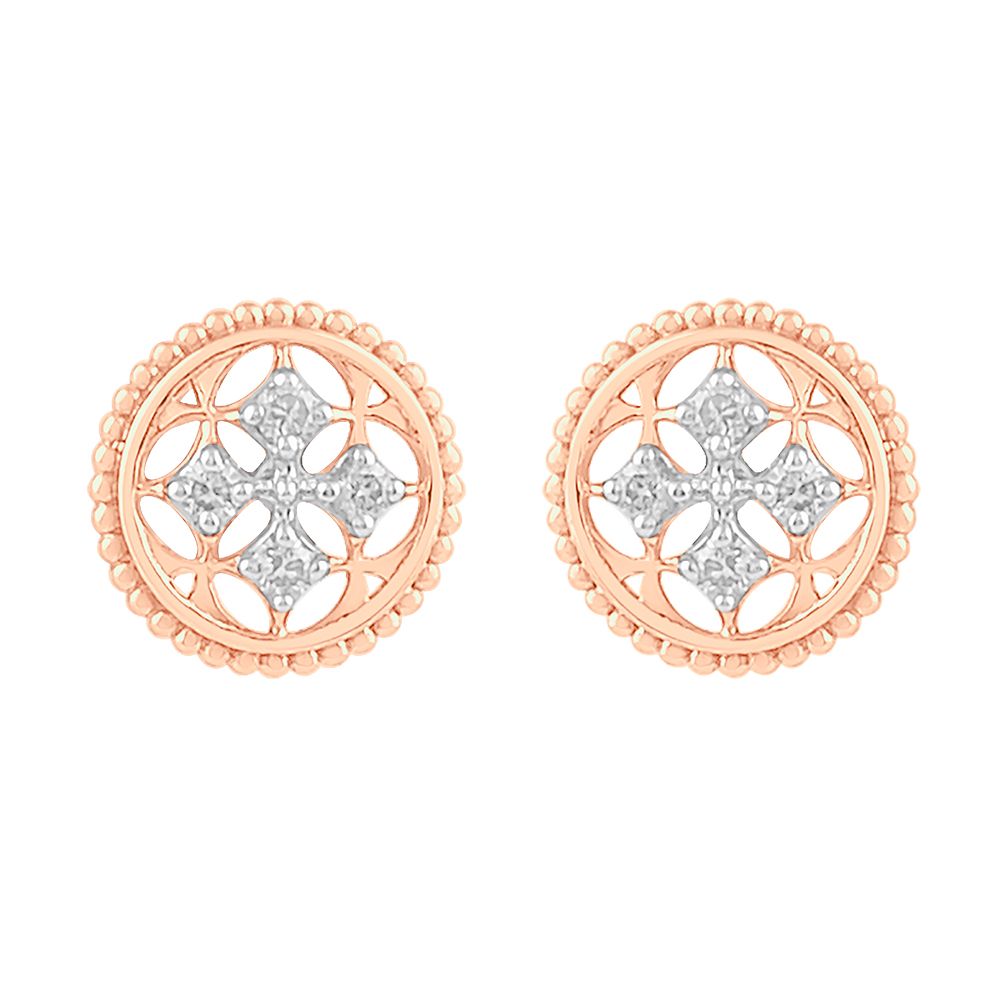 Glinting Rose Gold Diamond Earrings-Earrings-OER23141-D900X0C
