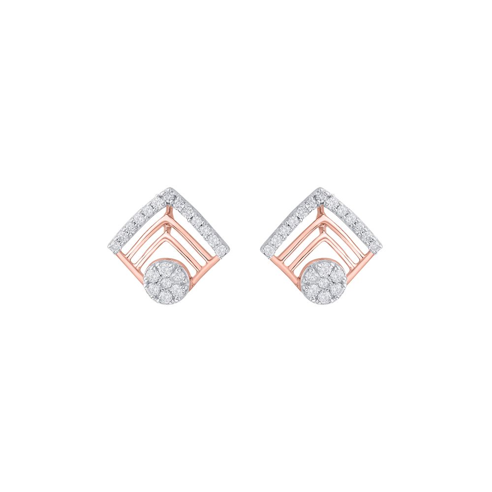 Beaming Rose Gold Diamond Earrings-Earrings-OER23142-D900X0C