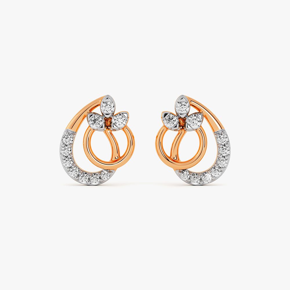 Beaming Rose Gold Diamond Earrings-Earrings-OER23142-D900X0C