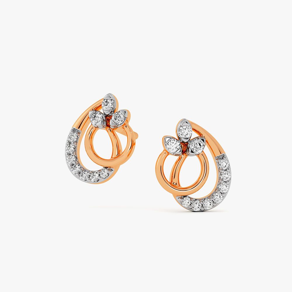 Beaming Rose Gold Diamond Earrings-Earrings-OER23142-D900X0C