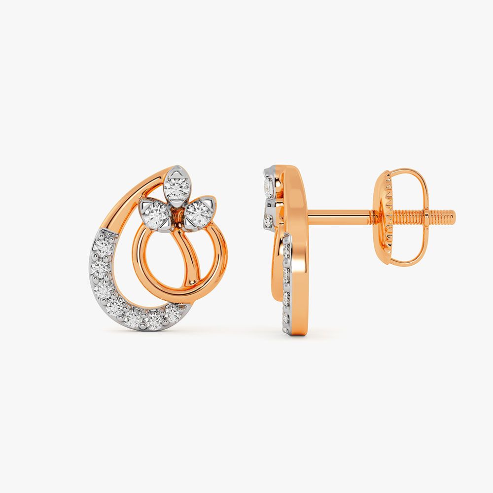 Beaming Rose Gold Diamond Earrings-Earrings-OER23142-D900X0C