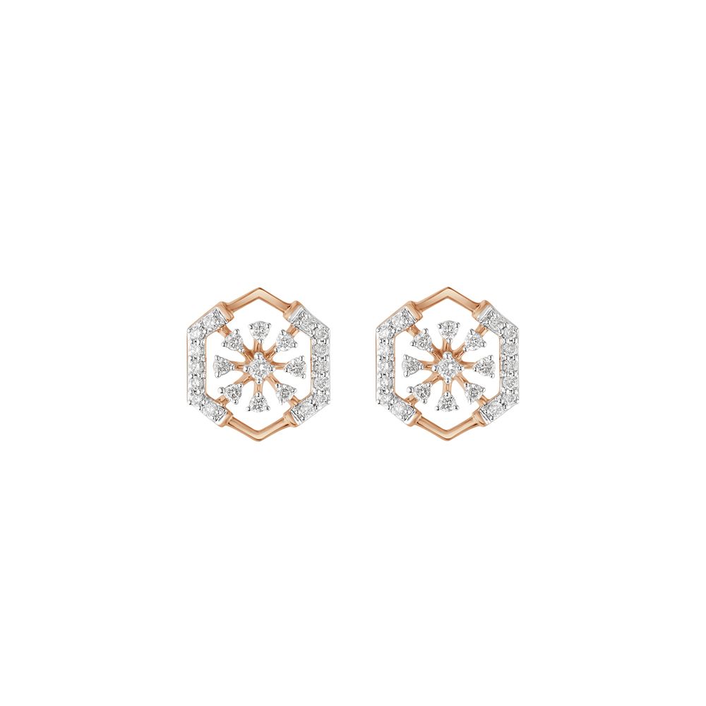 Shimmering Rose Gold Diamond Earrings-Earrings-OER23143-D900X0C
