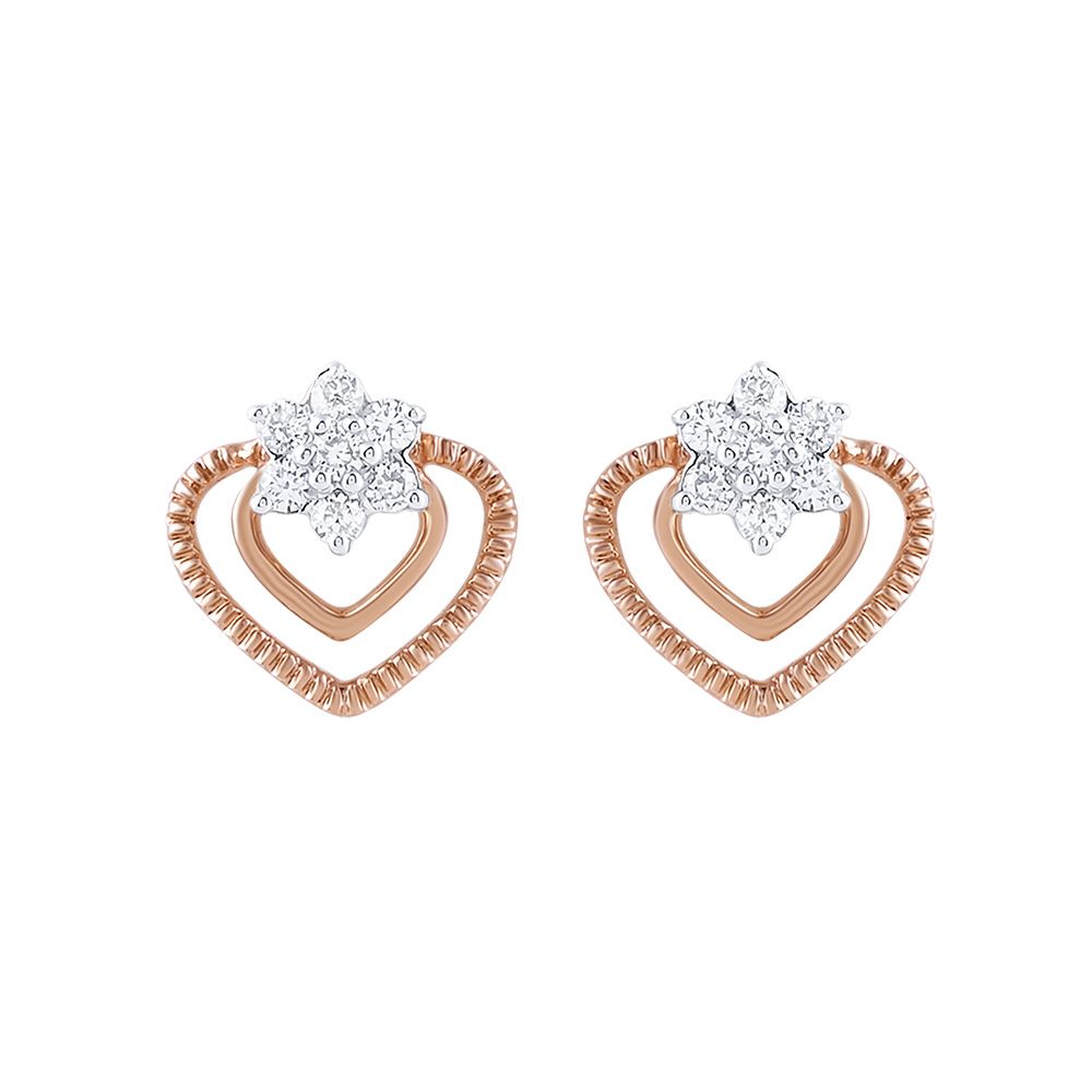 Floral Hearts Diamond Earrings-Earrings-OER23146-D900X0C
