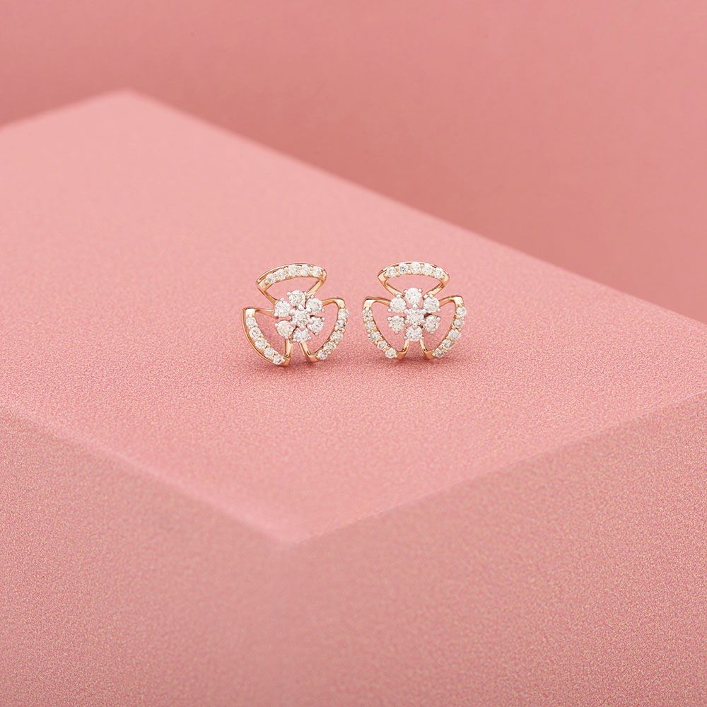 Glittering Grace Diamond Rose Gold Earrings-Earrings-OER23164-D900X0C