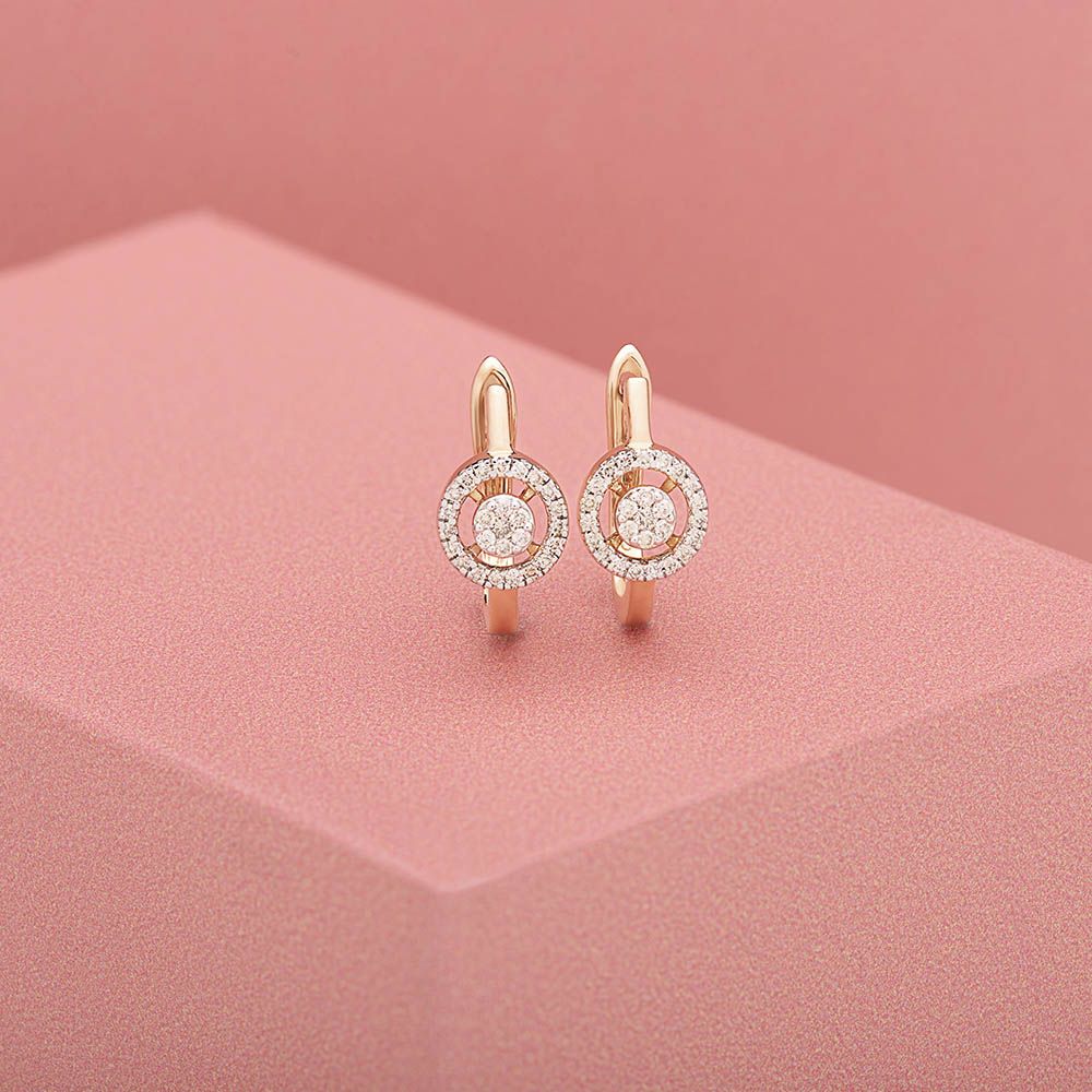 Graceful Diamond Rose Gold Earring-Earrings-OER23I05-D900X0C