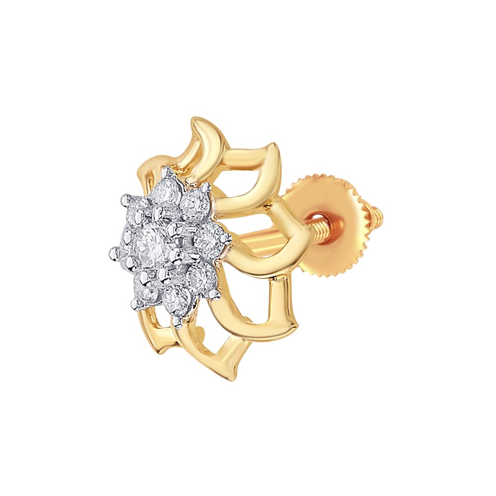 Minimalist Floral Diamond Studs-Earrings-OER23I07-D400R0C