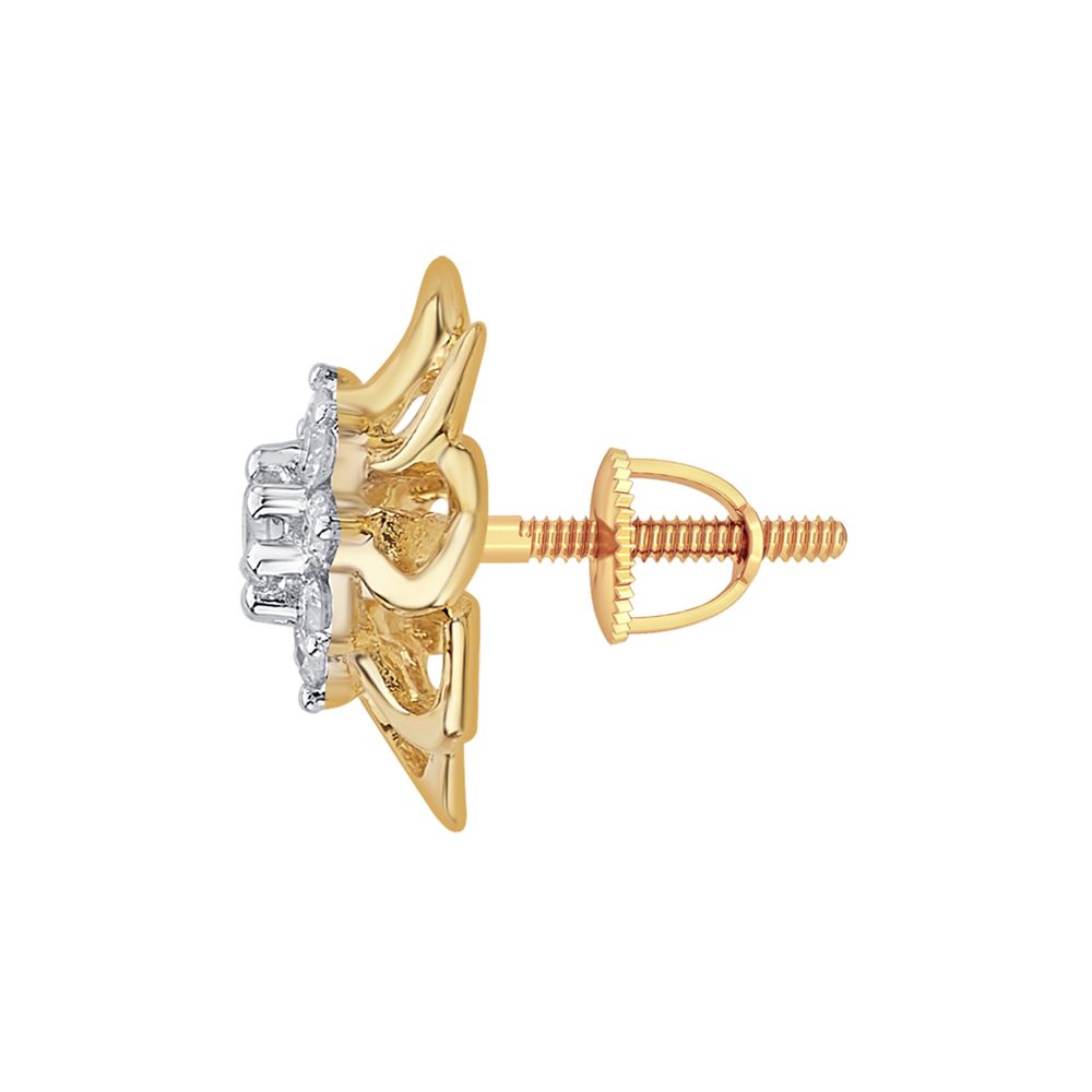 Minimalist Floral Diamond Studs-Earrings-OER23I07-D400R0C