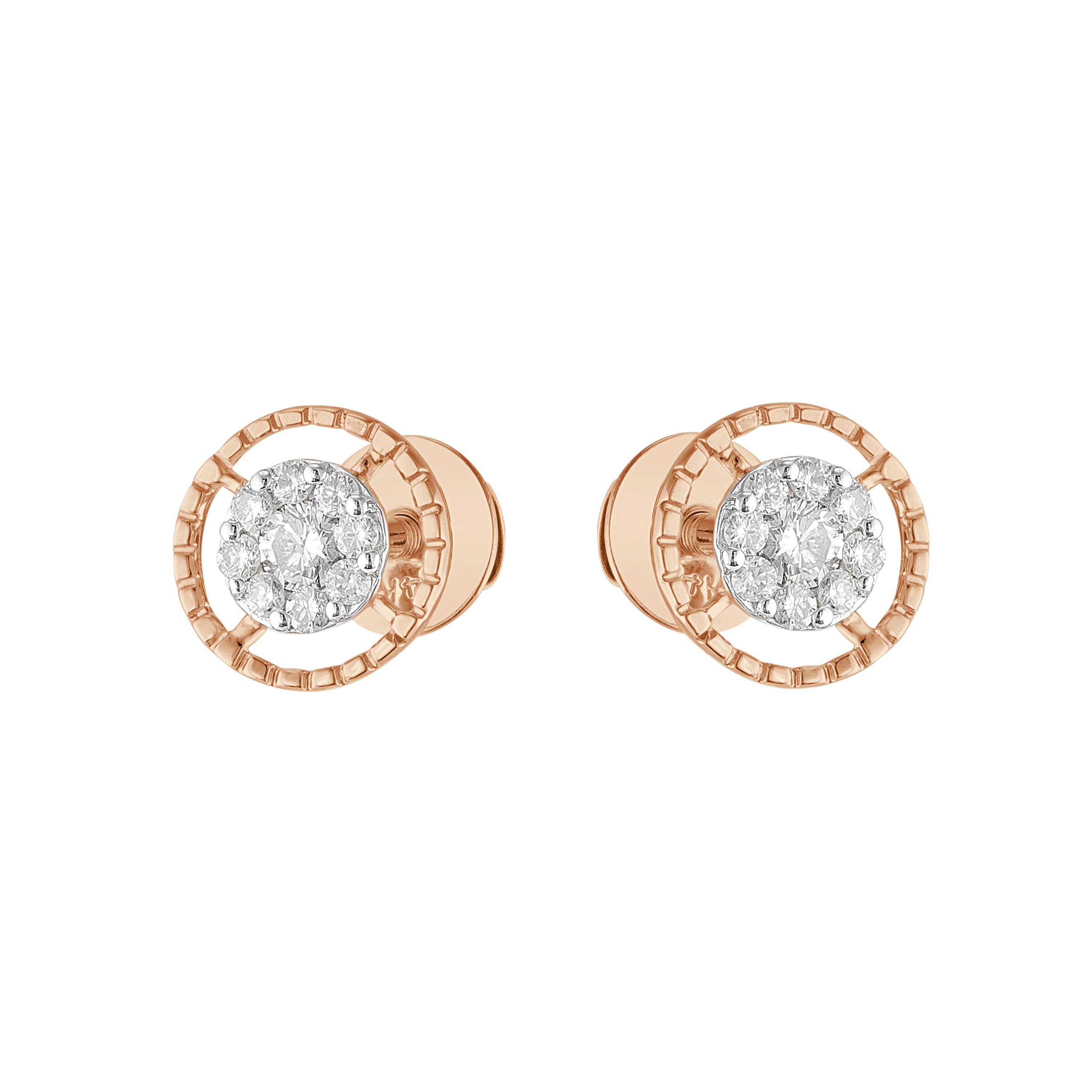 Cluster Design Rose Gold Studs-Earrings-OER23I08-D400X0C
