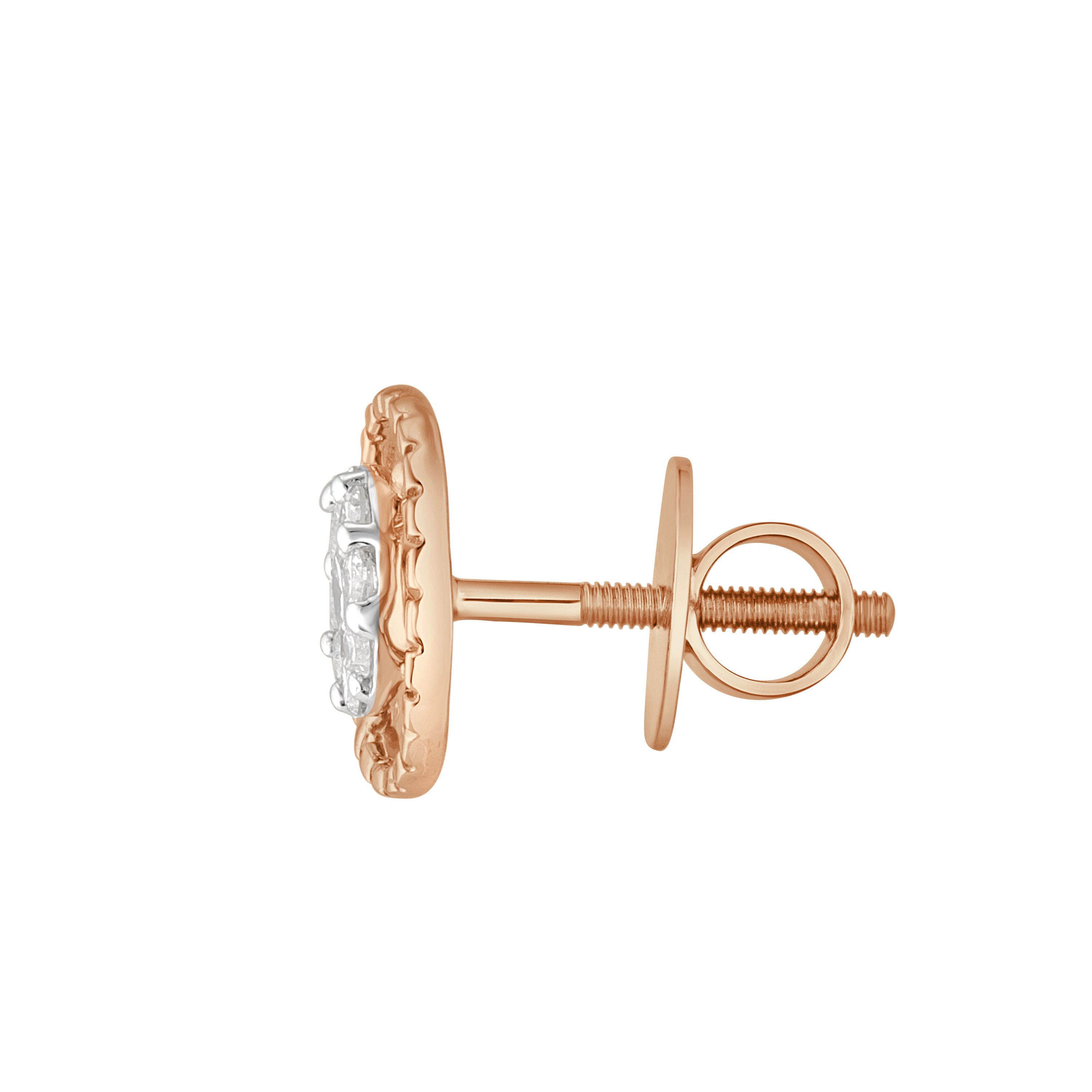 Cluster Design Rose Gold Studs-Earrings-OER23I08-D400X0C