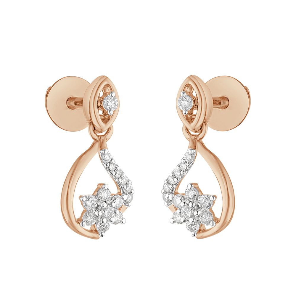 Simple Floral Rose Gold Earrings-Earrings-OER23I10-D400X0C
