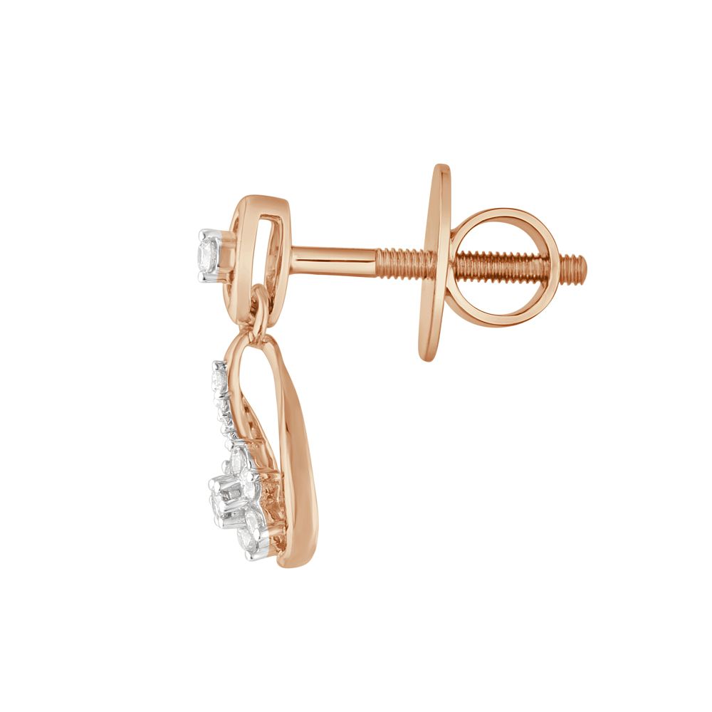 Simple Floral Rose Gold Earrings-Earrings-OER23I10-D400X0C