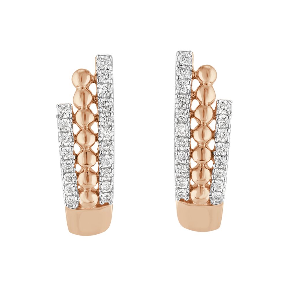 Scintillating Rose Gold and Diamond Earrings-Earrings-OER23I16-D400X0C