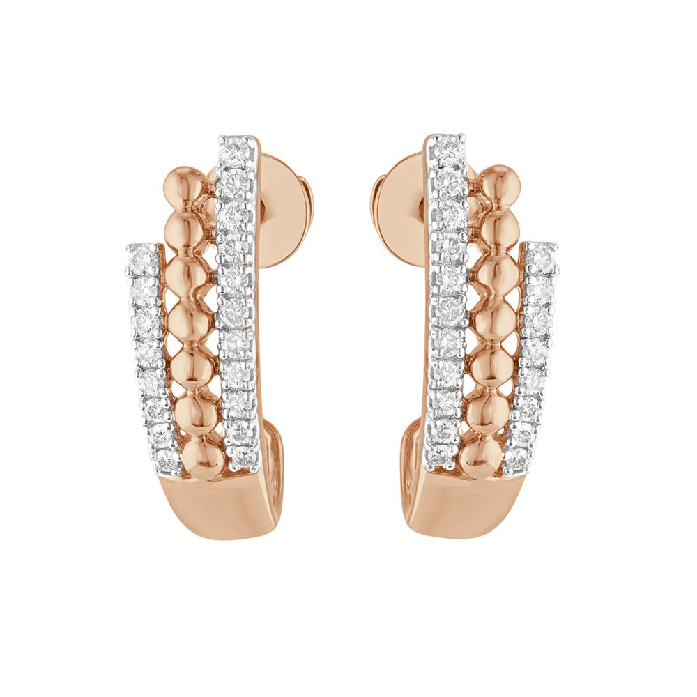 Scintillating Rose Gold and Diamond Earrings-Earrings-OER23I16-D400X0C