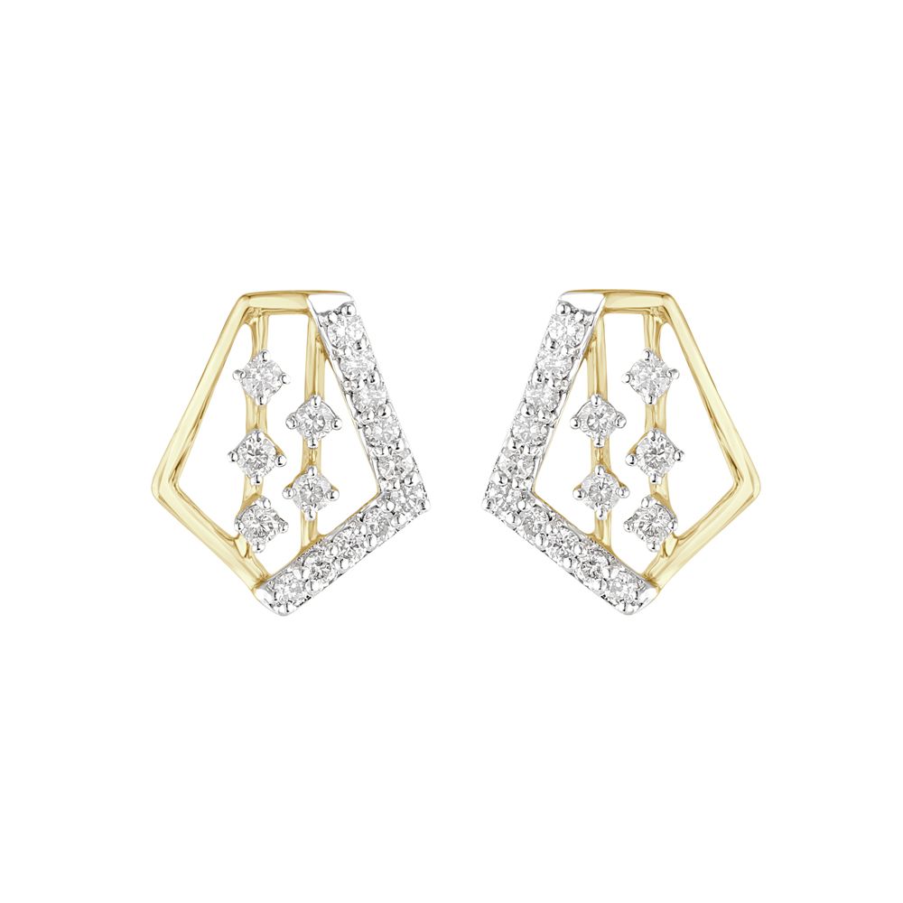Minimalist Geometric Design Diamond Studs-Earrings-OER23I17-D400R0C