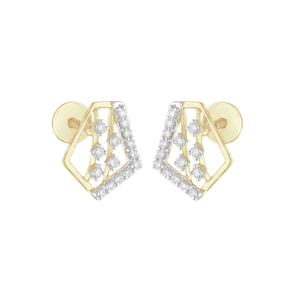 Minimalist Geometric Design Diamond Studs-Earrings-OER23I17-D400R0C