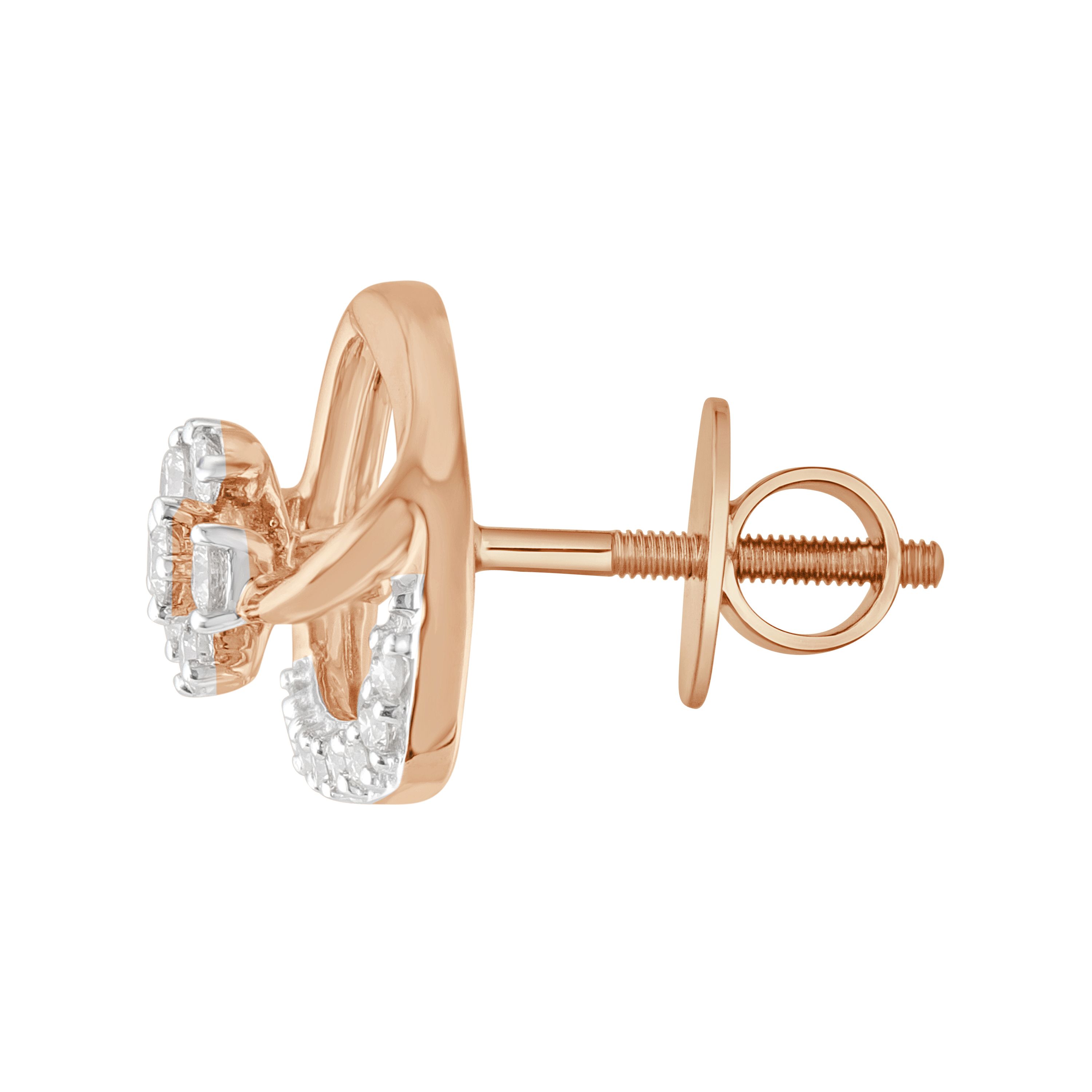 Simple Floral Design Diamond Stud-Earrings-OER23I22-D400X0C