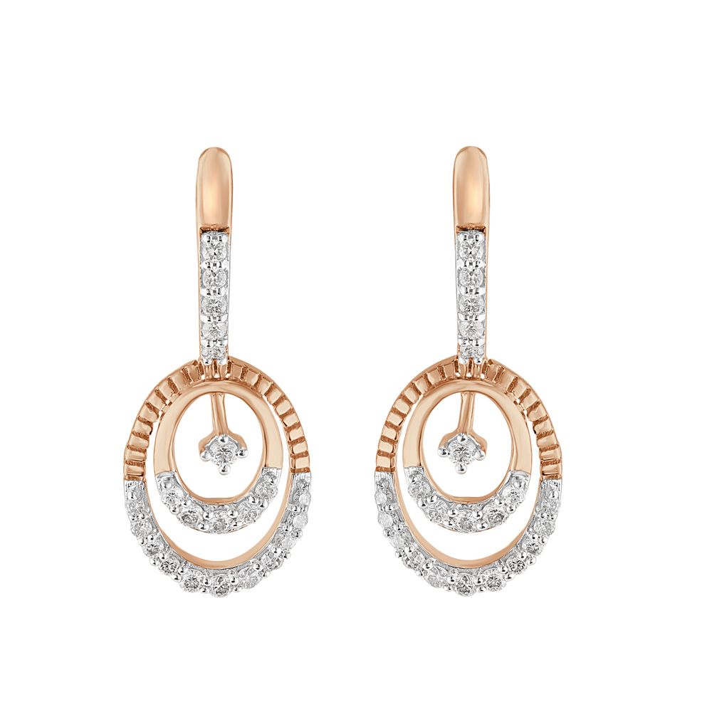 Pleasing Rose Gold and Diamond Earrings-Earrings-OER23I28-D400X0C