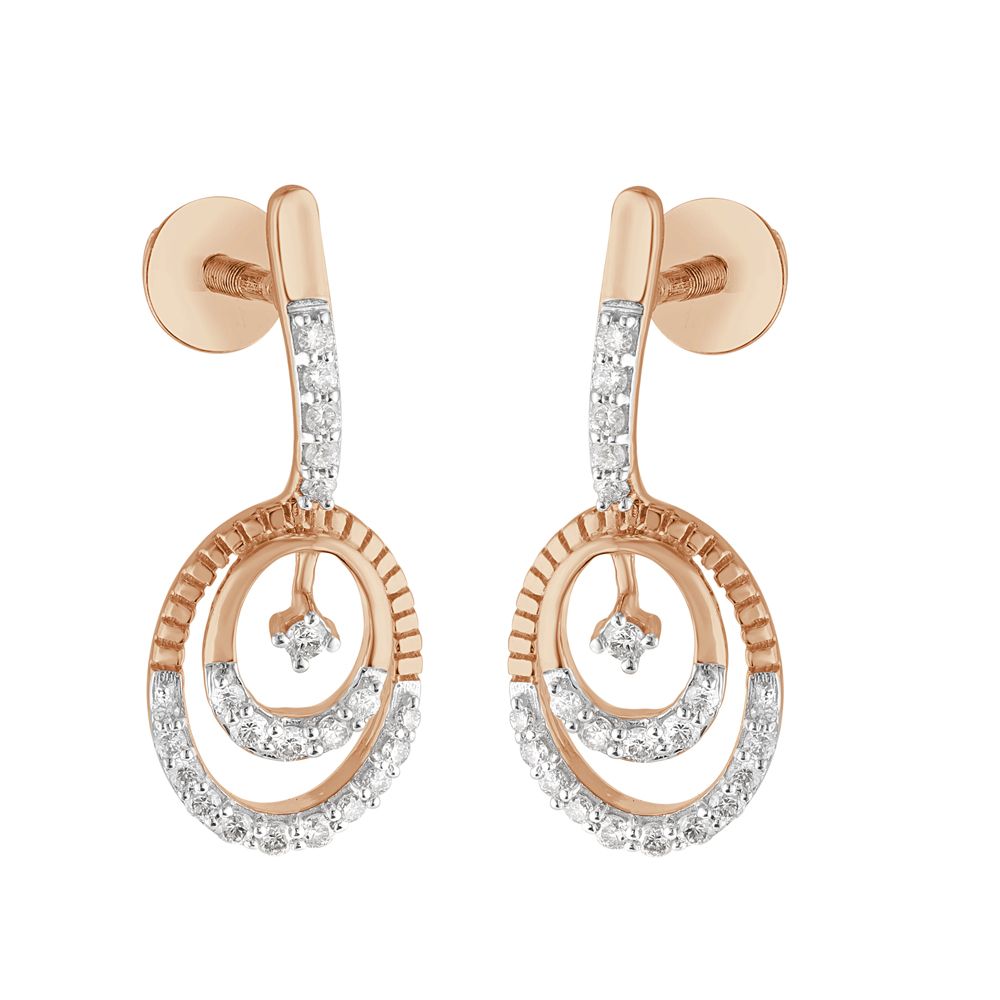 Pleasing Rose Gold and Diamond Earrings-Earrings-OER23I28-D400X0C
