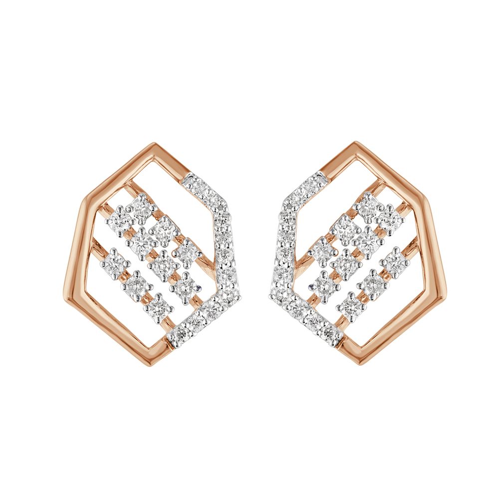 Stunning Rose Gold Geometric Studs-Earrings-OER23I40-D400X0C