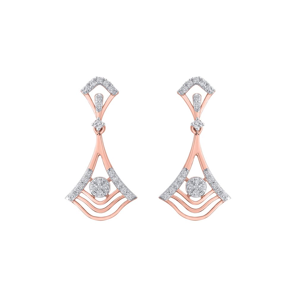 Shimmery Drop Design Diamond Earrings-Earrings-OER23I41-D400X0C