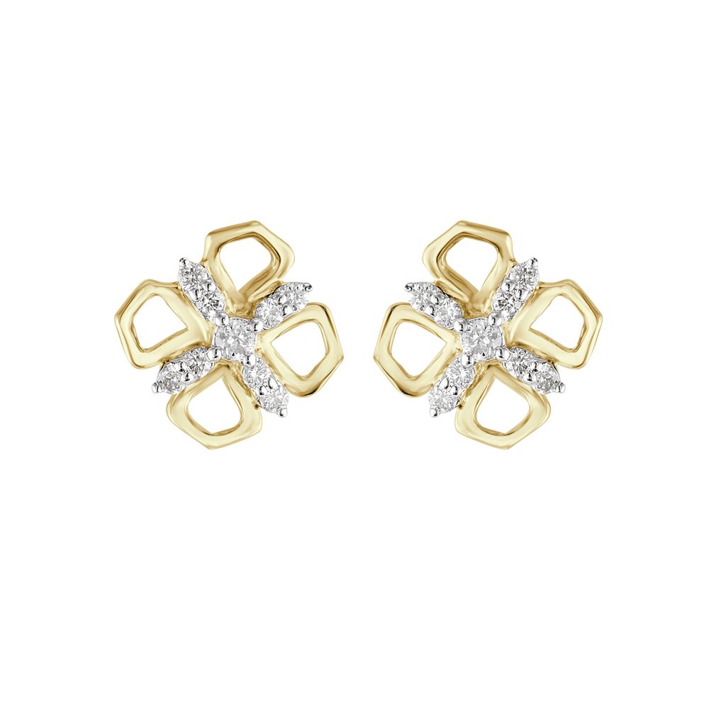 Brilliant Clover Design Diamond Studs-Earrings-OER23I51-D400R0C