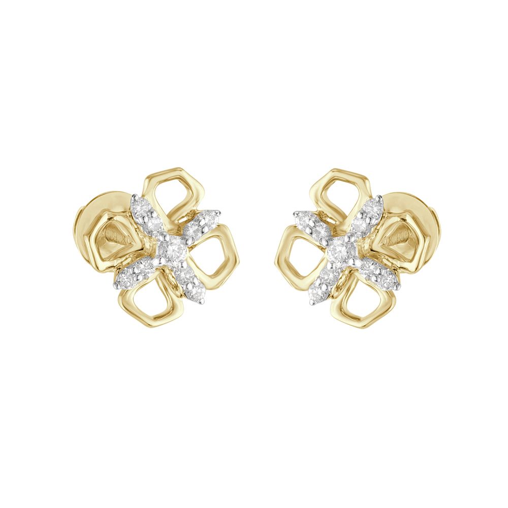 Brilliant Clover Design Diamond Studs-Earrings-OER23I51-D400R0C