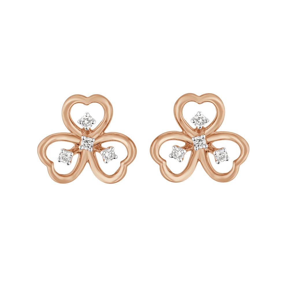 Delicate Clover Design Earrings-Diamond-OER23I54-D900X0C