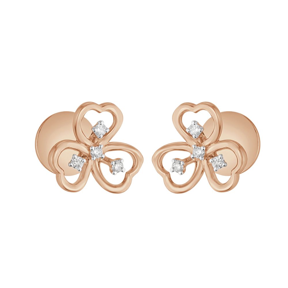 Delicate Clover Design Earrings-Diamond-OER23I54-D900X0C