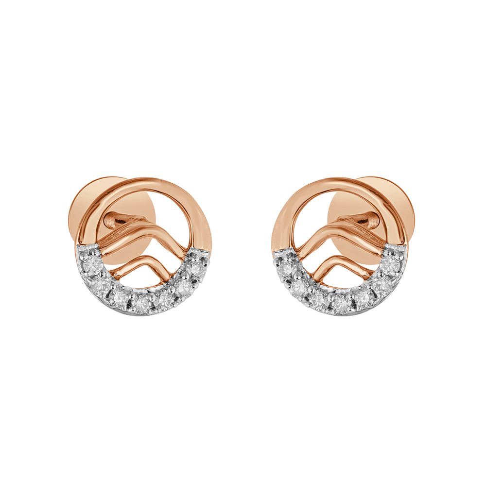 Unique Mismatch Round Earrings With Diamonds-Earrings-OER23I56-D900R0C