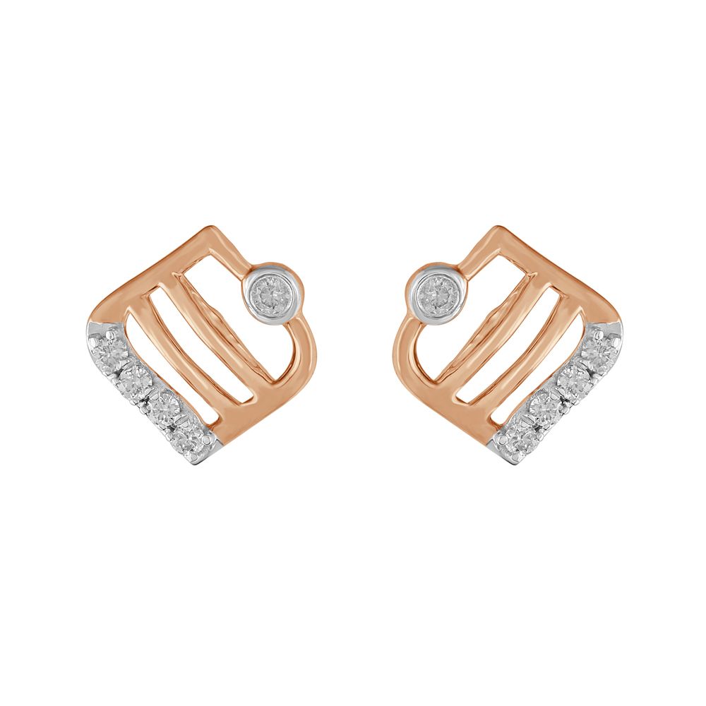 Geometric Design Mismatch Diamond Earrings-Earrings-OER23I60-D900X0C