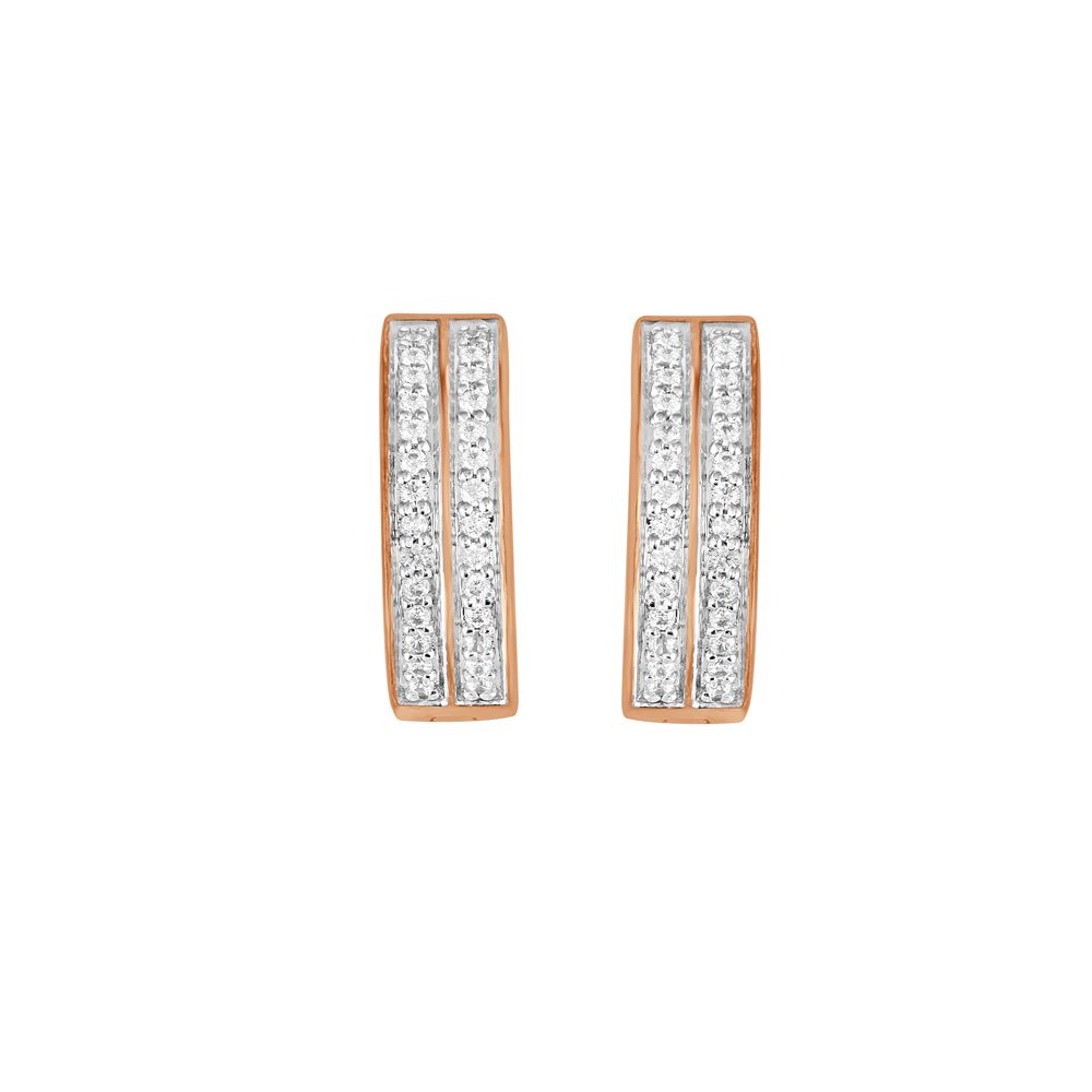 Subtle Round Rose Gold Earrings-Diamond-OER23I67-D900X0C