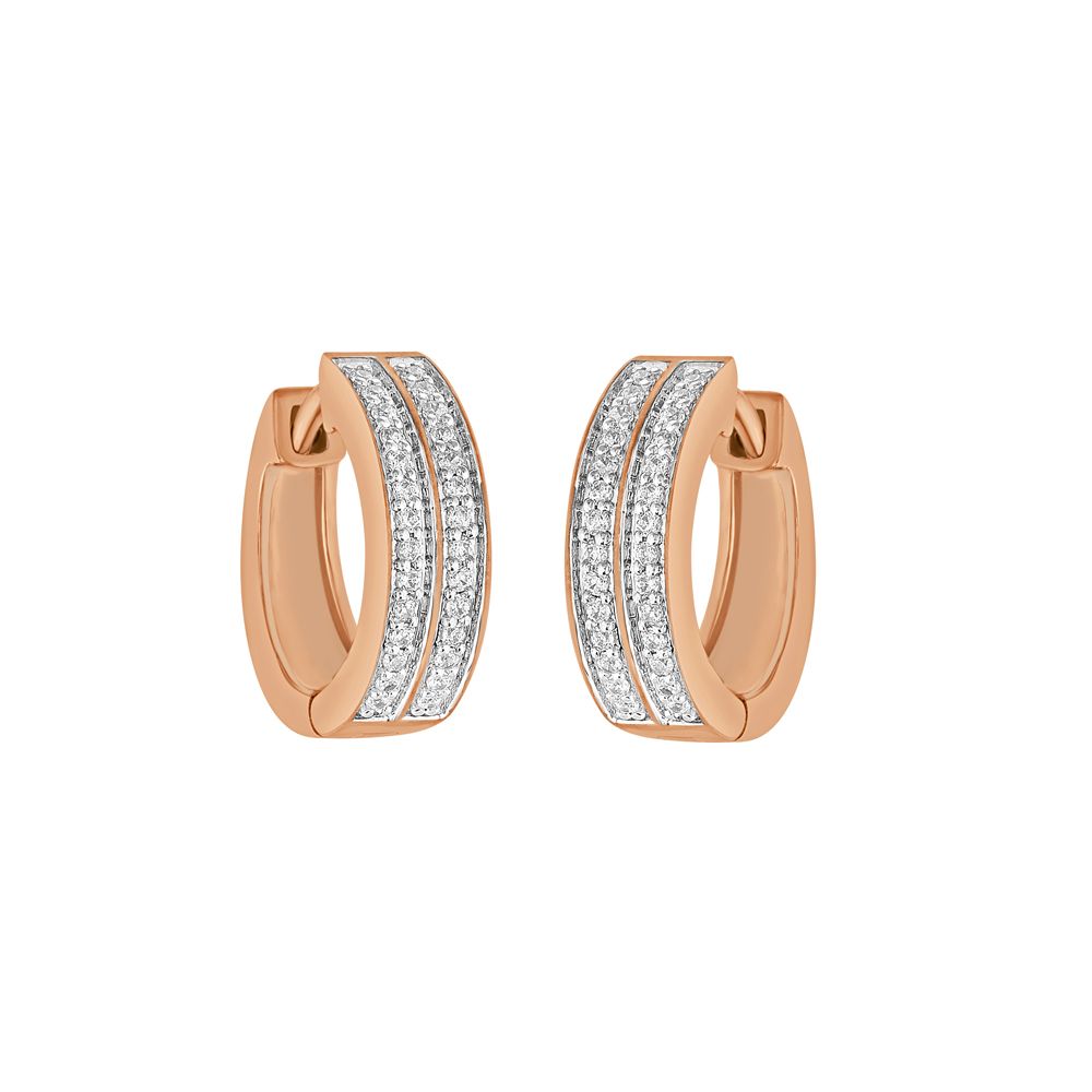 Subtle Round Rose Gold Earrings-Diamond-OER23I67-D900X0C