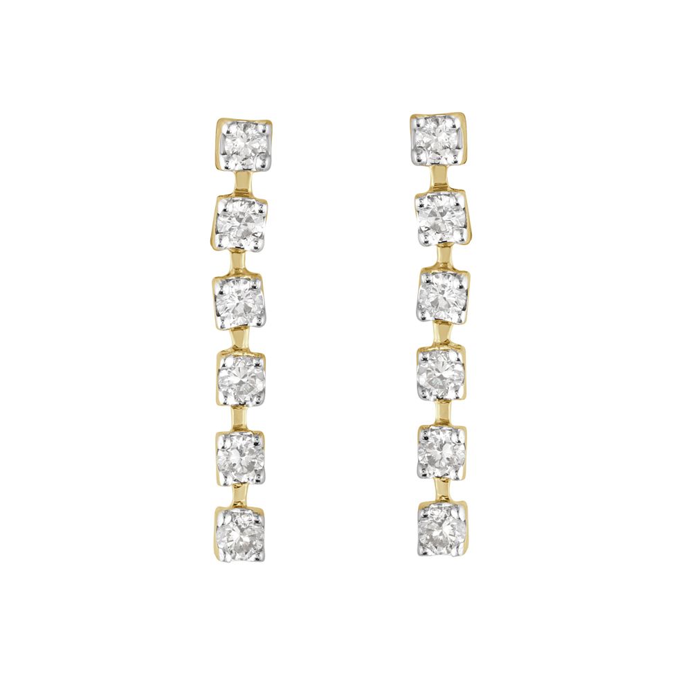 Diamond Lined Earrings in Yellow Gold-Diamond-OER23I70-D900R0C