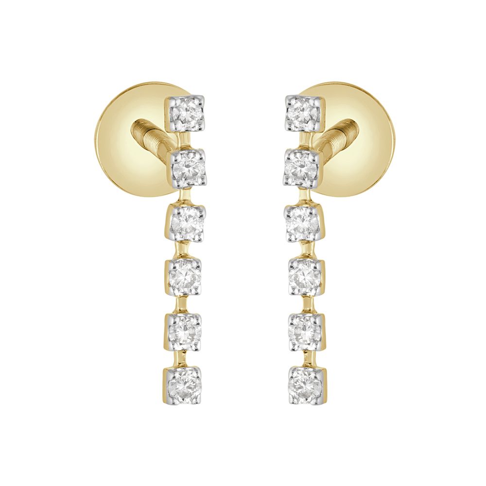 Diamond Lined Earrings in Yellow Gold-Diamond-OER23I70-D900R0C