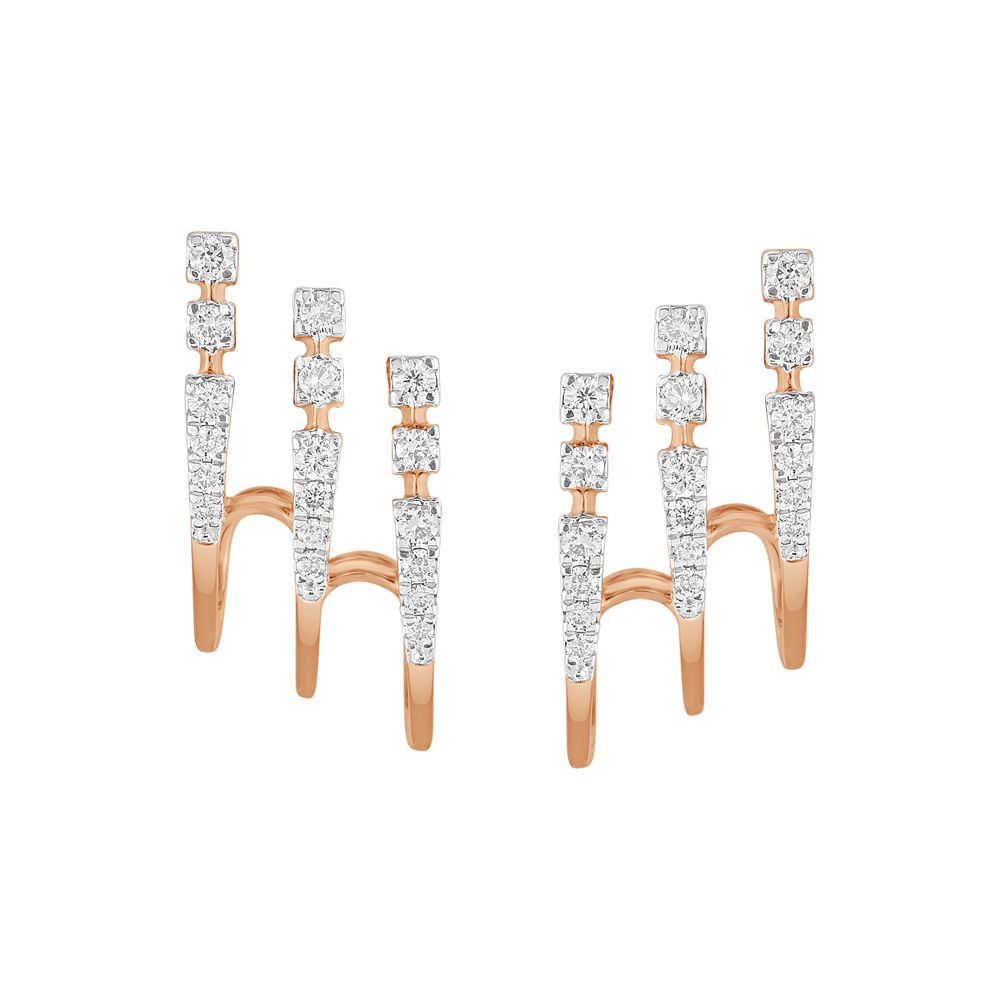 Stunning 14Kt Rose Gold and Diamond Earrings-Earrings-OER23I77-D900X0C