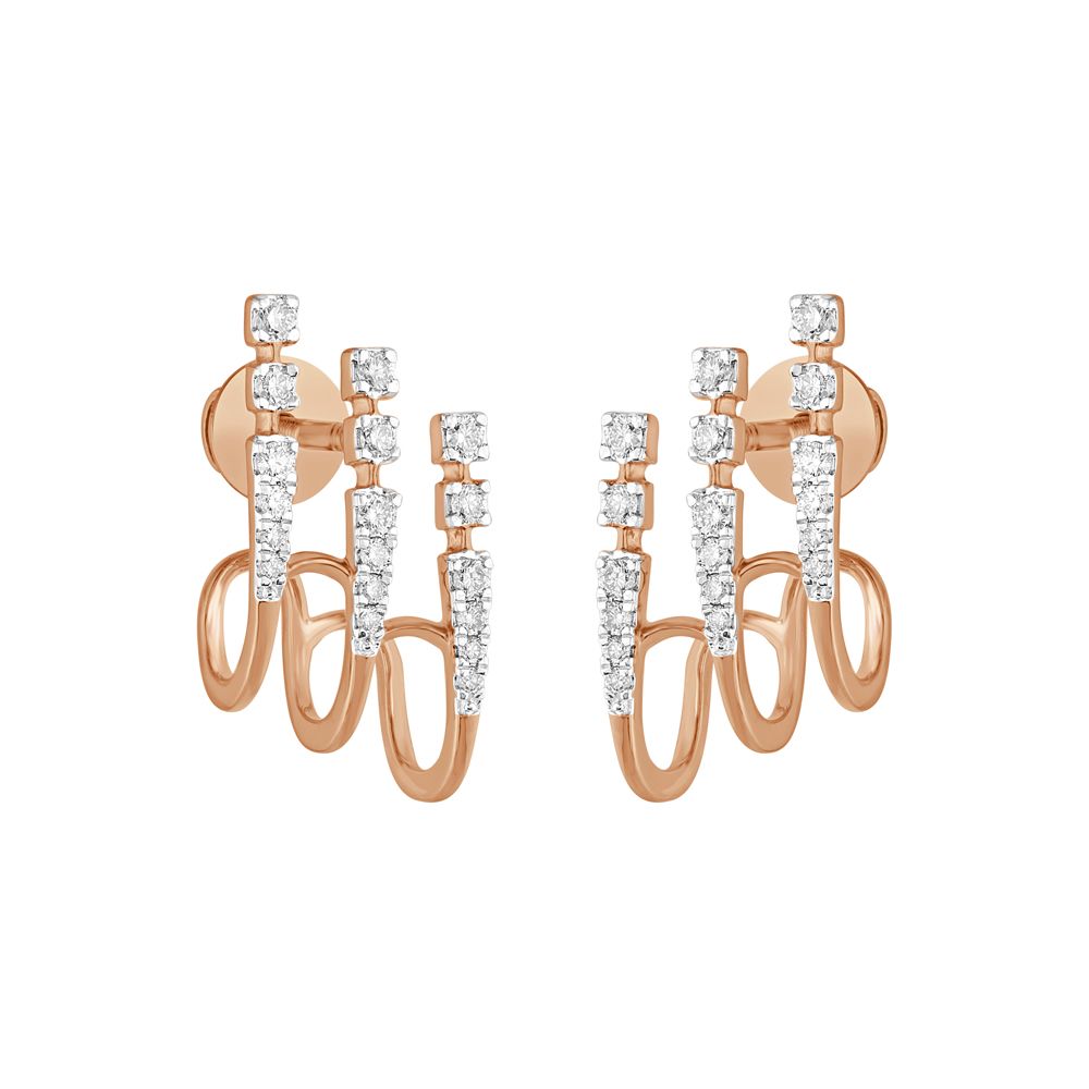 Stunning 14Kt Rose Gold and Diamond Earrings-Earrings-OER23I77-D900X0C