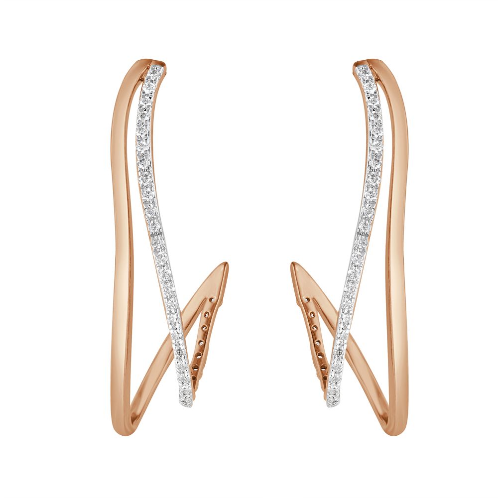 Unique Hoop Rose Gold Earrings-Earrings-OER23I81-D400X0B