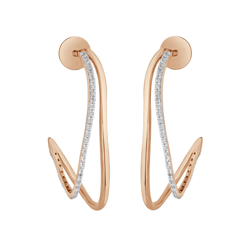 Unique Hoop Rose Gold Earrings-Earrings-OER23I81-D400X0B