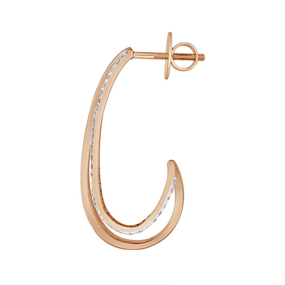 Unique Hoop Rose Gold Earrings-Earrings-OER23I81-D400X0B