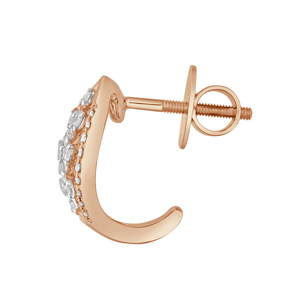 Simple Leaf Design Diamond Earrings -Earrings-OER23I83-D400X0B