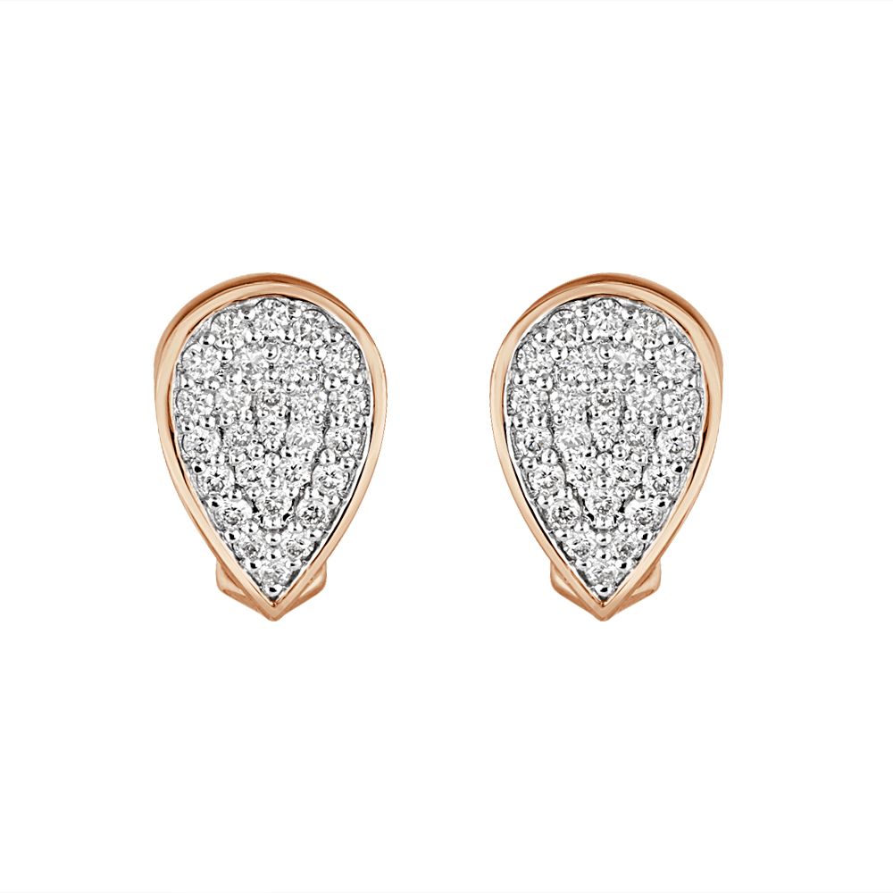 Leaf Design Diamond Earrings-Earrings-OER23I84-D400X0B