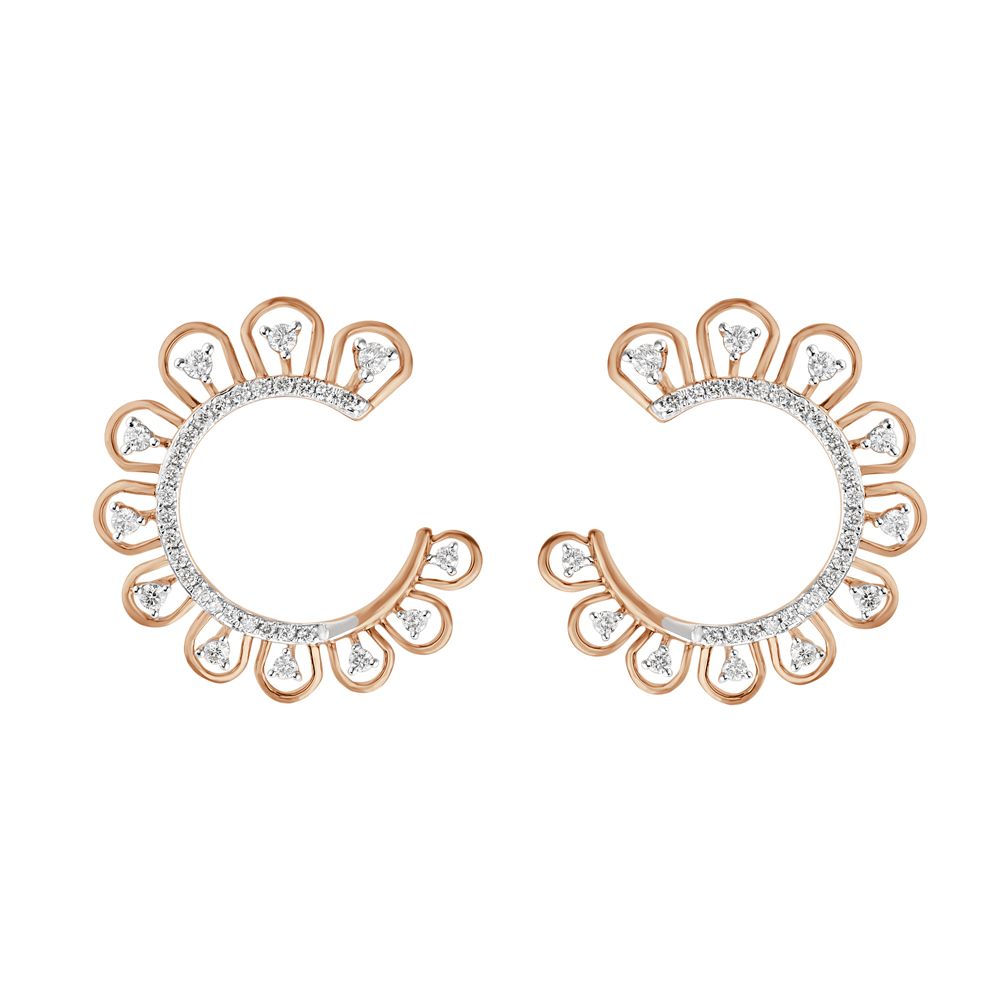 Floral Earrings in 18Kt Rose Gold-Earrings-OER23I87-D400X0B