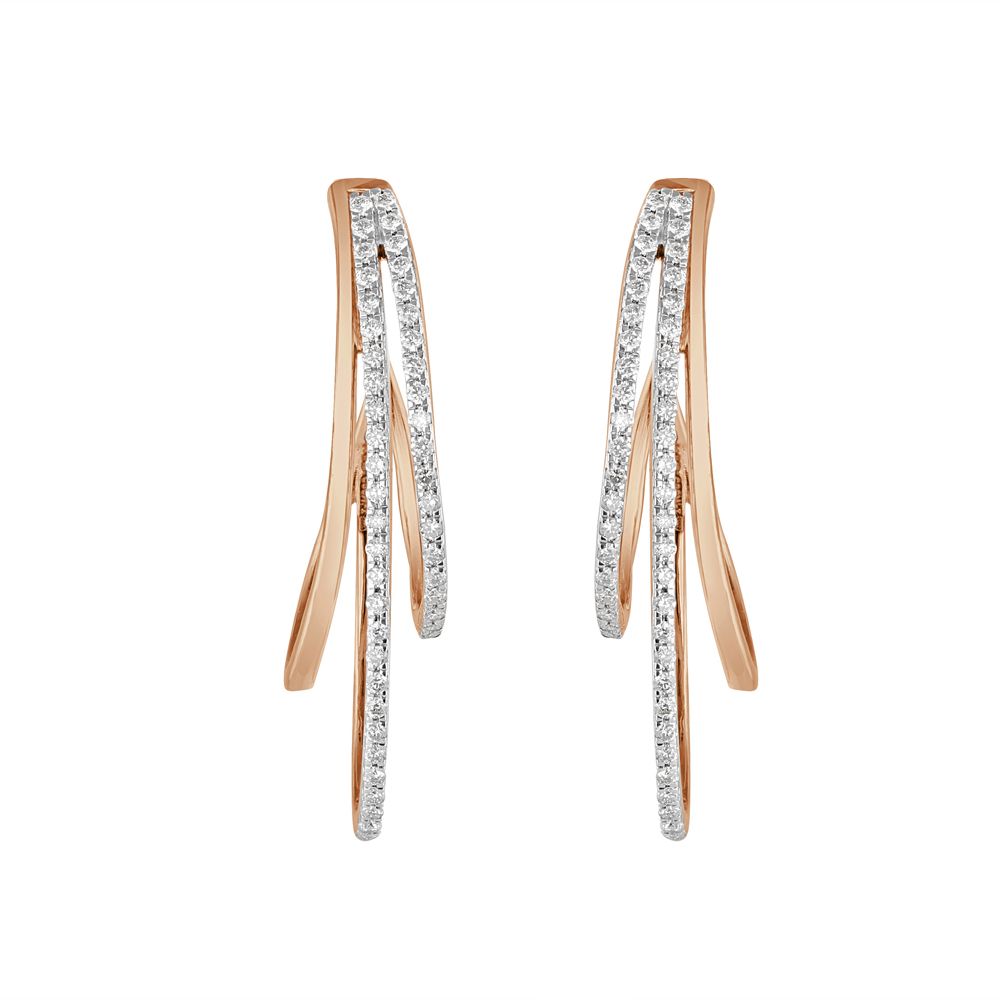 Modern Hoop Diamond Earrings-Earrings-OER23I88-D400X0B