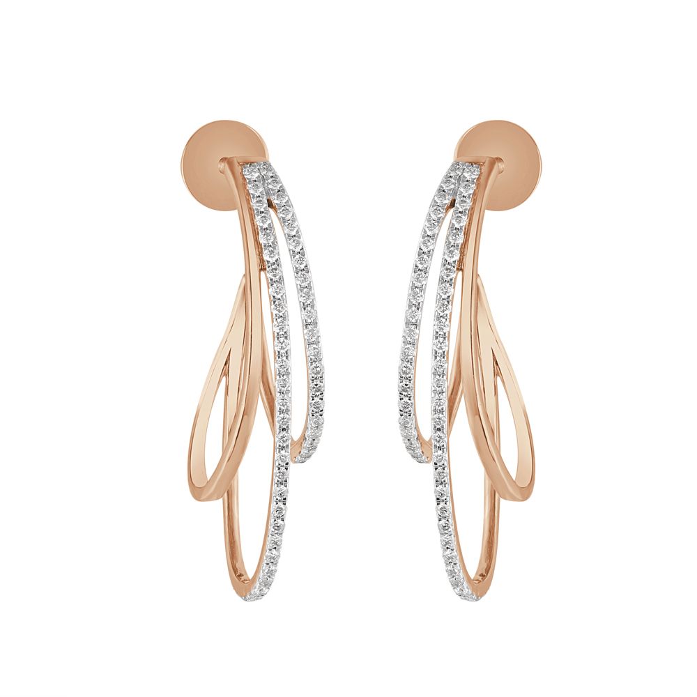 Modern Hoop Diamond Earrings-Earrings-OER23I88-D400X0B