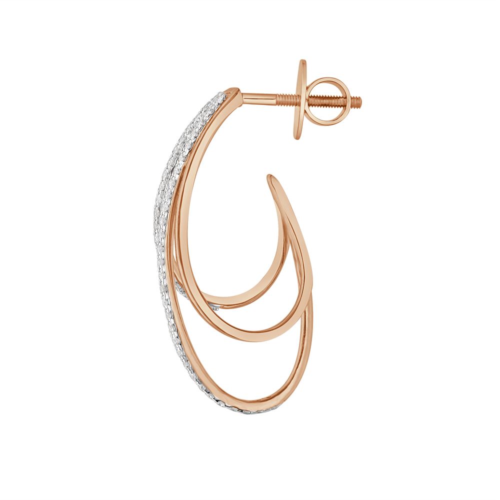 Modern Hoop Diamond Earrings-Earrings-OER23I88-D400X0B