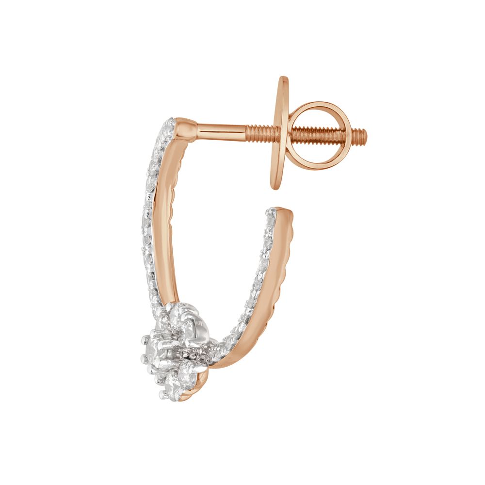 Half Hoop Petalled Diamond Earrings-Earrings-OER23I90-D400X0B