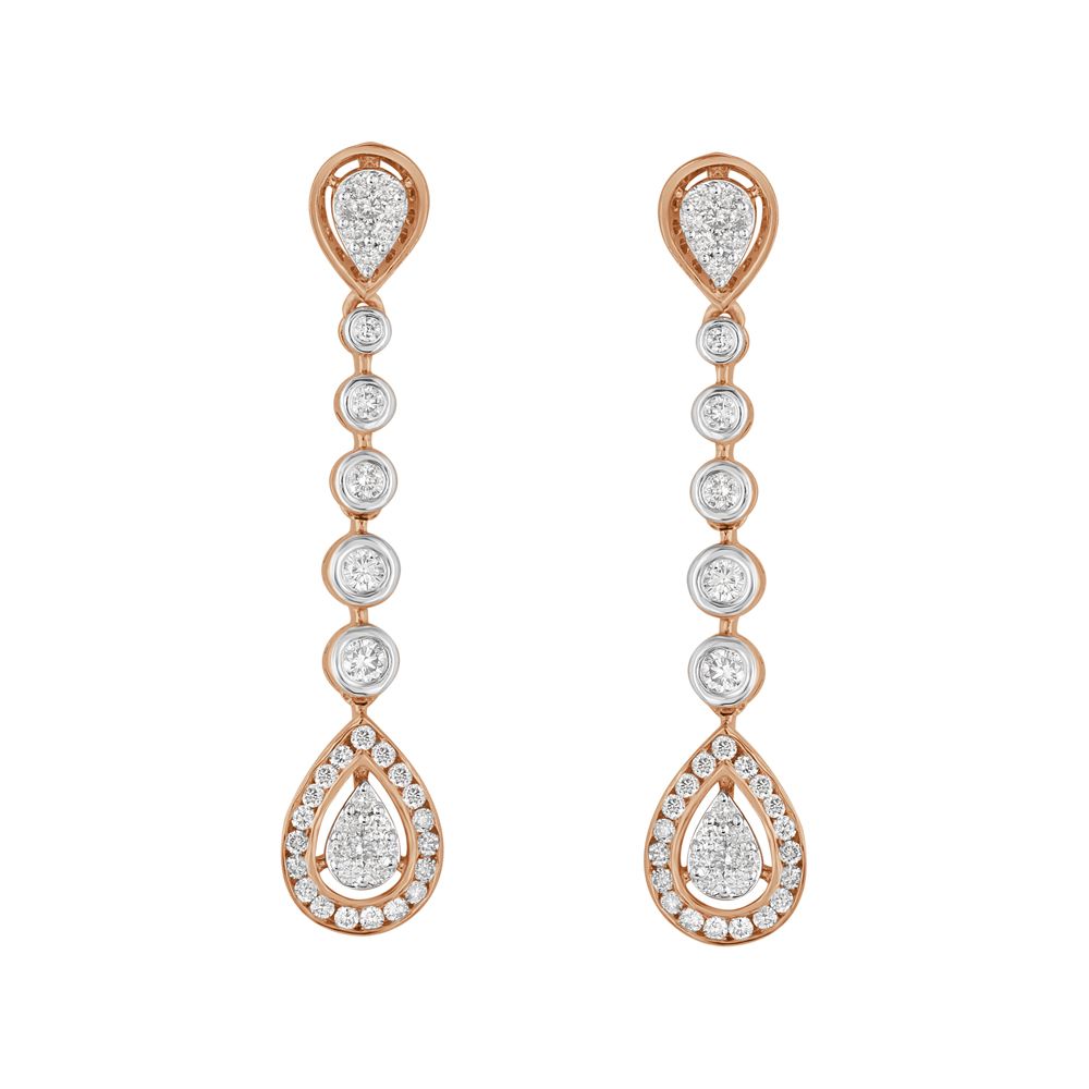 Cluster Design Diamond Drop Earrings-Earrings-OER23I92-D400X0B