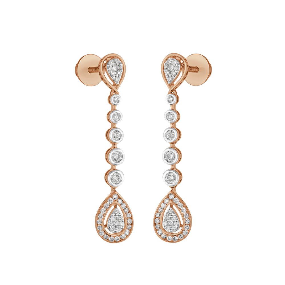 Cluster Design Diamond Drop Earrings-Earrings-OER23I92-D400X0B